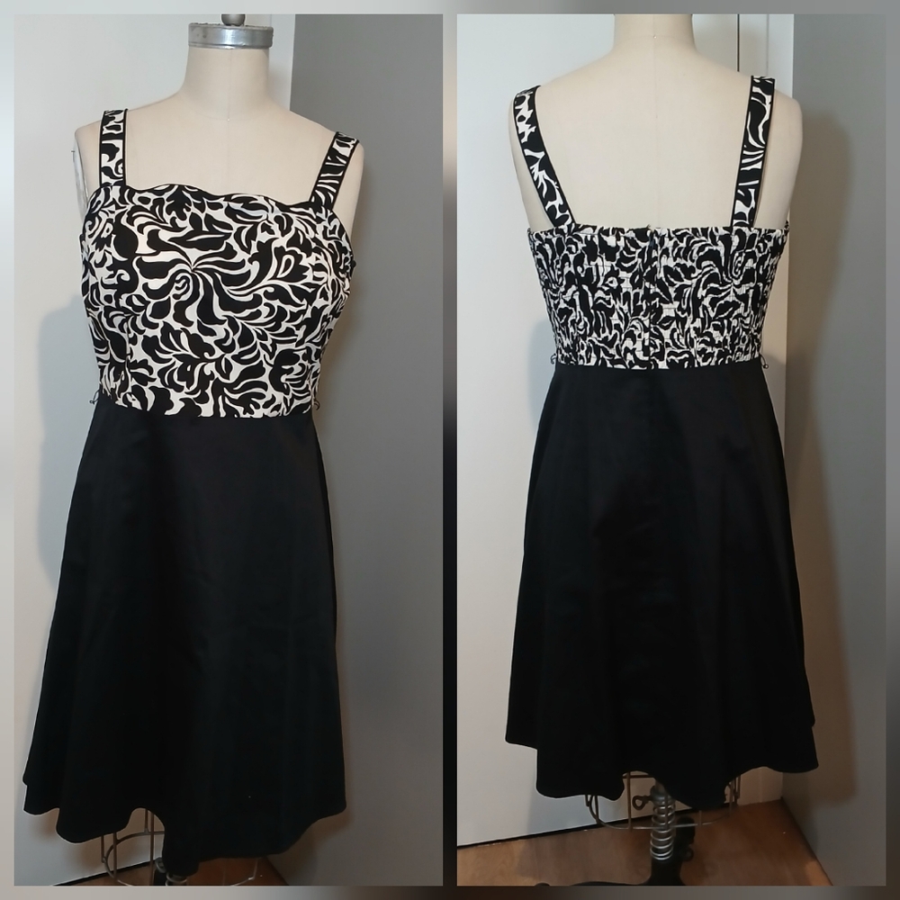 Vintage 90's R&K Original Petite Black And White Dress Size 14P